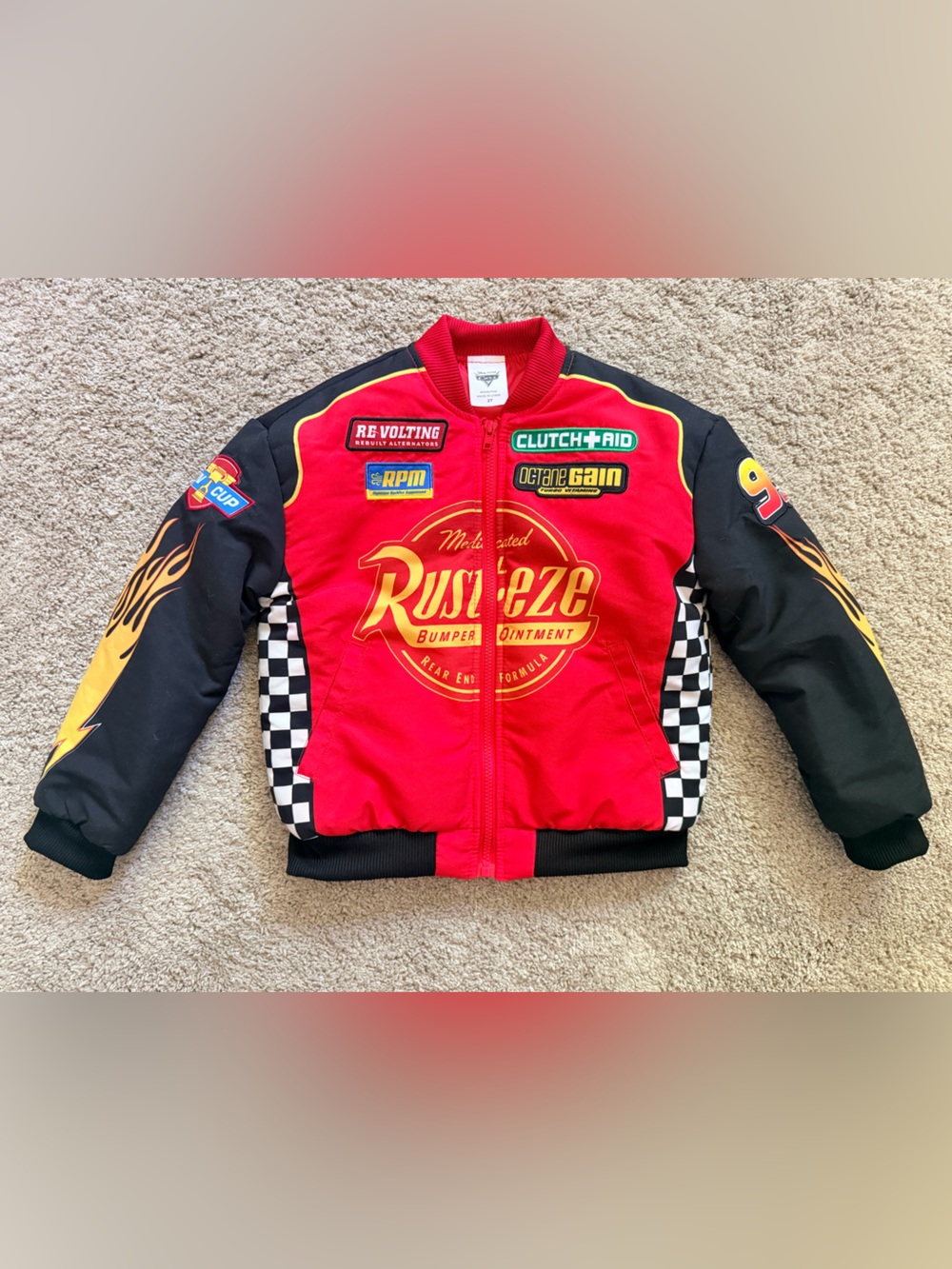Disney Cars - Rust-eze Red & Black Racing Jacket with Matching Cap - Picture 3 of 7